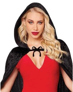 Black Velvet Hooded Womens Cape -Spirit Halloween 01279561 c