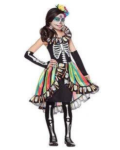 Kids Rainbow Sugar Skull Costume