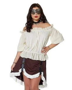 Ivory Off The Shoulder Shirt -Spirit Halloween 01315555 a