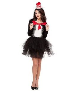 Adult Cat In The Hat Tutu Dress - Dr. Seuss -Spirit Halloween 01333194 d