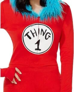 Adult Thing 1 And Thing 2 Romper Costume - Dr. Seuss 9 Adult Thing 1 And Thing 2 Romper Costume - Dr. Seuss -Spirit Halloween 01360049 c