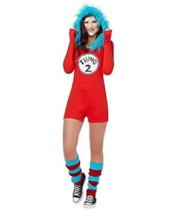 Adult Thing 1 And Thing 2 Romper Costume - Dr. Seuss 10 Adult Thing 1 And Thing 2 Romper Costume - Dr. Seuss -Spirit Halloween 01360049 d