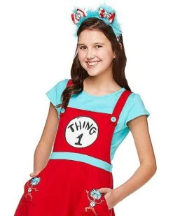 Tween Thing 1 And 2 Jumper Dress Costume - Dr. Seuss -Spirit Halloween 01369214 c