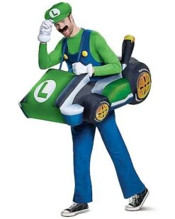 Adult Luigi Kart Inflatable Costume - Mario Kart -Spirit Halloween 01394071 c