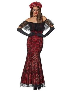 Adult La Catrina Day Of The Dead Trumpet Dress Costume