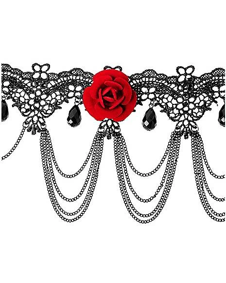 Day Of The Dead Rose Lace Choker Necklace 1 Day Of The Dead Rose Lace Choker Necklace