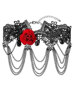 Day Of The Dead Rose Lace Choker Necklace 5 Day Of The Dead Rose Lace Choker Necklace -Spirit Halloween 01433416 c