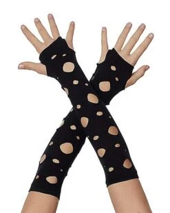 Tattered Black Arm Warmers