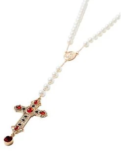 Day Of The Dead Rosary Cross Necklace -Spirit Halloween 01474832 c