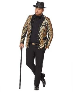 Adult '20s Gold And Black Plus Size Jacket