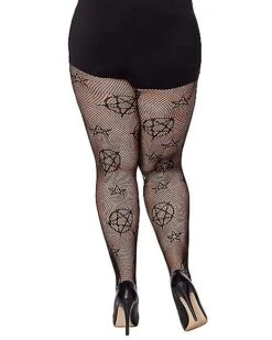 Witch Pentagram Fishnet Tights -Spirit Halloween 01502681 b