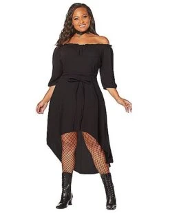 Adult Black Peasant Plus Size Dress