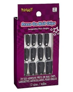 '80s Black Press On Nails -Spirit Halloween 01504679 c