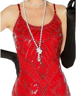 Adult Red Sequin Flapper Dress -Spirit Halloween 01520725 c