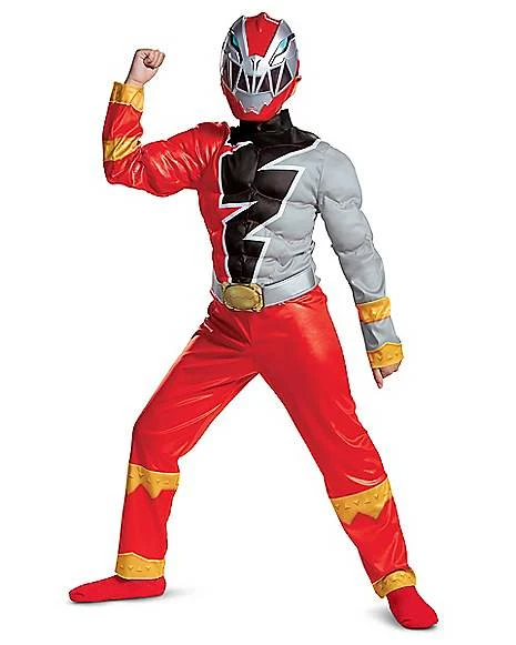 Kids Red Ranger Muscle Costume - Power Rangers Dino Fury 1 Kids Red Ranger Muscle Costume - Power Rangers Dino Fury
