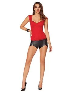 Adult Red Lace Cap Sleeve Corset -Spirit Halloween 01572684 c
