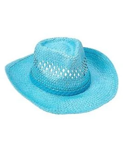 Blue Straw Cowboy Hat -Spirit Halloween 01573013 c
