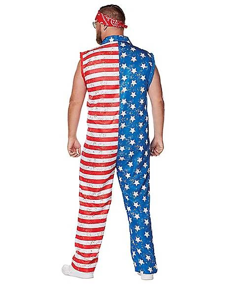 Adult Stars And Stripes Plus Size Jumpsuit Costume 2 Adult Stars And Stripes Plus Size Jumpsuit Costume - Image 2