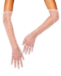 Royal Faux Pearl Sheer Gloves