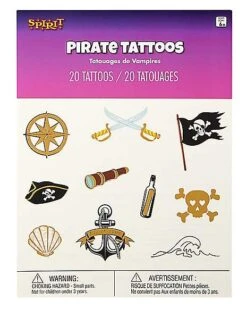 Pirate Temporary Tattoos 7 Pirate Temporary Tattoos -Spirit Halloween 01580620 d