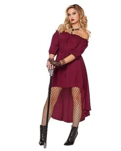 Adult Burgundy Peasant Dress