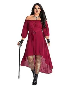 Adult Burgundy Peasant Dress -Spirit Halloween 01589266 c