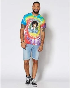 Happy Accidents Tie Dye Bob Ross T Shirt -Spirit Halloween 03211547 c