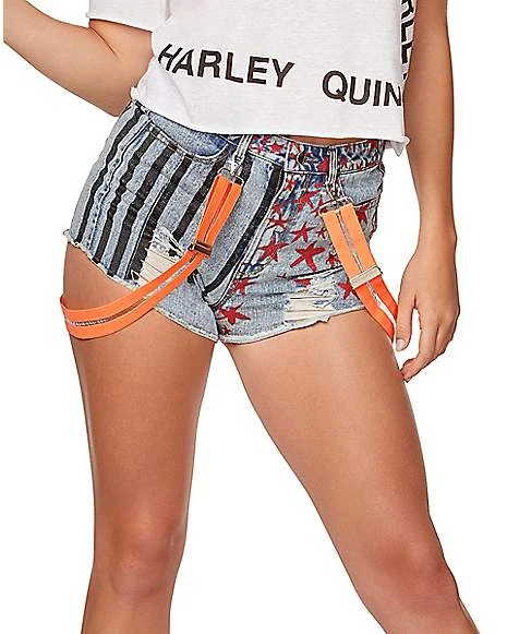 Harley Quinn Denim Shorts And Suspenders - Birds Of Prey 1 Harley Quinn Denim Shorts And Suspenders - Birds Of Prey