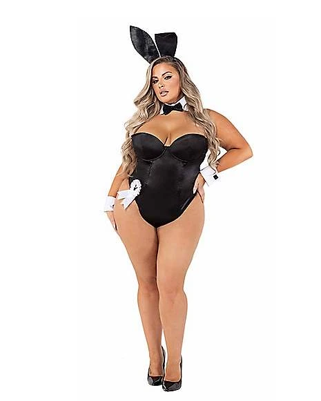 Plus Size Playboy Bunny Bodysuit Outfit - Black 1 Plus Size Playboy Bunny Bodysuit Outfit - Black